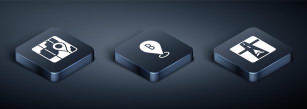 设置等距城市地图导航，Gps设备与位置图标。向量图片下载