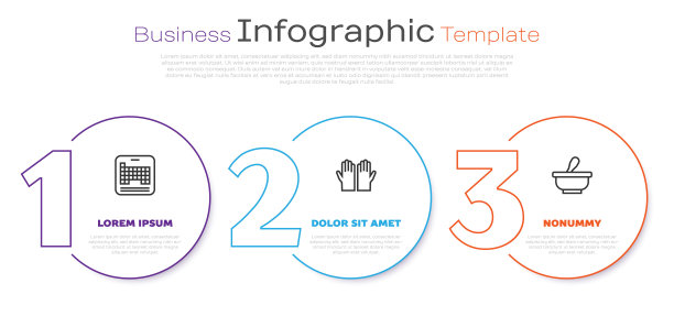 设元素周期表、医用橡胶手套、研钵和杵。业务信息模板。向量图片下载