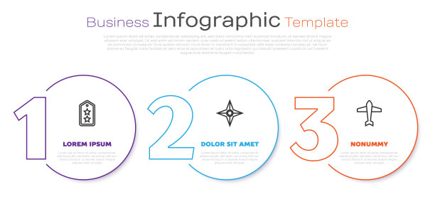 设军衔线、日本忍者飞镖和喷气式战斗机。业务信息模板。向量图片下载