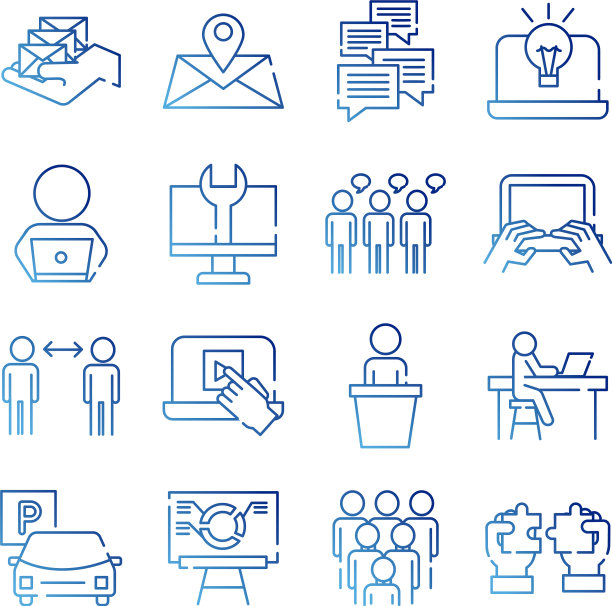 捆绑16个共同工作集梯度样式图片下载