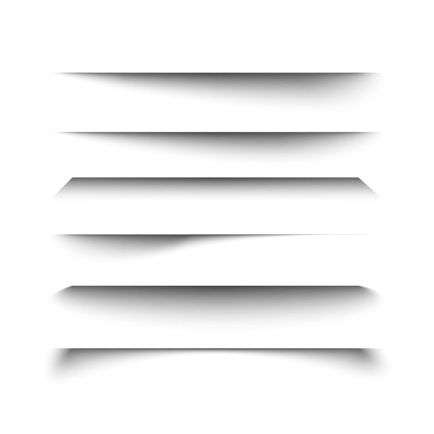 底部边缘阴影设置为孤立的白色图片下载