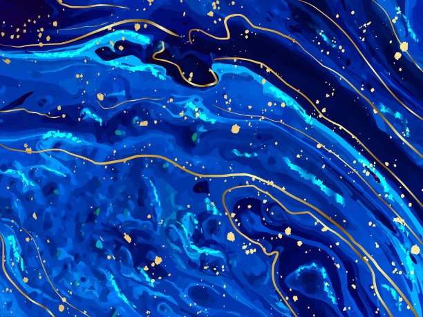 蓝色大理石和金色抽象背景纹理图片下载