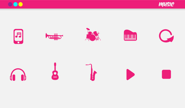 现代流行音乐图标集图片下载