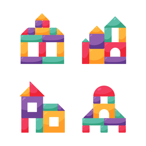 设置木制彩色立方体玩具。为孩子们搭建积木。孩子的构造函数。图片下载