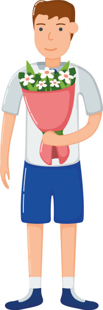 男校儿童手捧花束图片下载