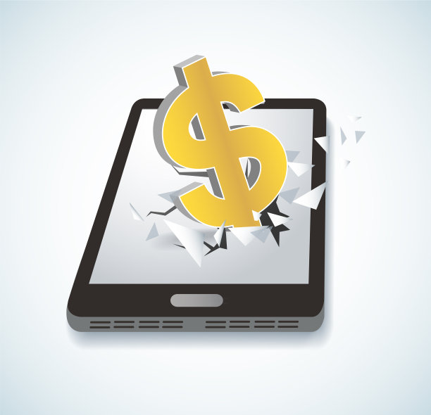 美元图标突破屏幕智能手机图片下载