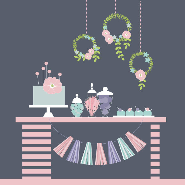 甜蜜餐桌，婚礼甜点吧，糖果自助餐图片下载