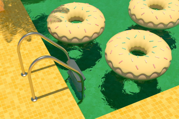 游泳池梯，夏季概念图片下载