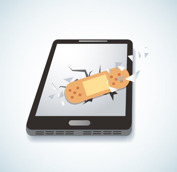 在破碎的智能手机图标上贴石膏图片下载