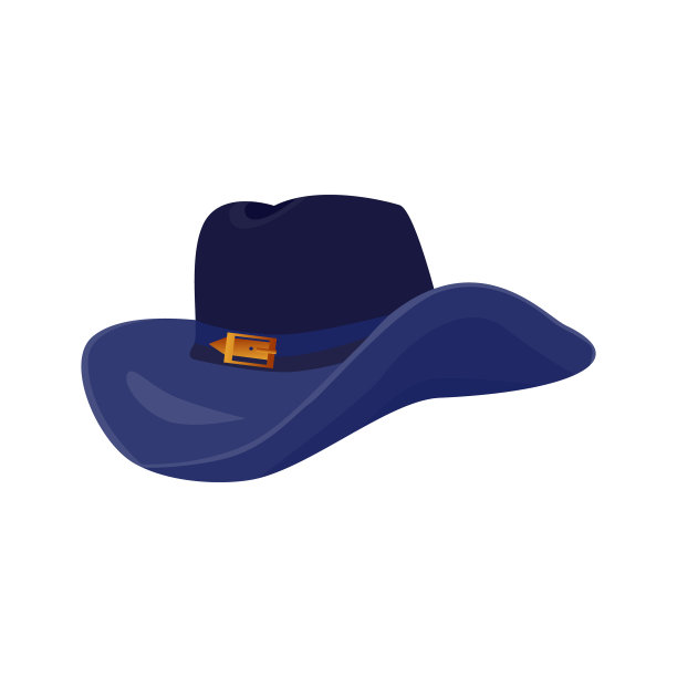 带帽檐的牛仔帽。皮革头饰。美国牛仔的特征或附属品。孤立的元素。矢量图图片下载