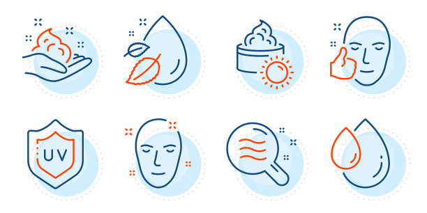 皮肤状况防晒霜和皮肤护理图标集图片下载