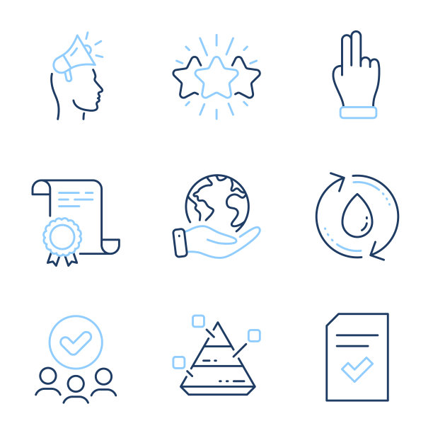 金字塔图表点击手和补充水图标图片下载