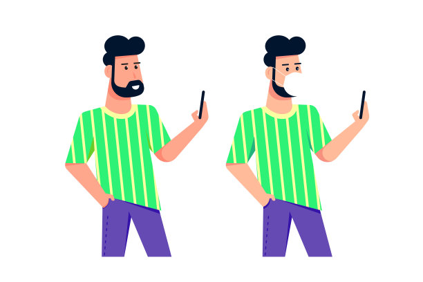 戴着智能手机和口罩的年轻人图片下载