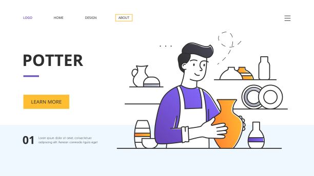 陶工在他的陶艺工作室制作陶土花瓶图片下载