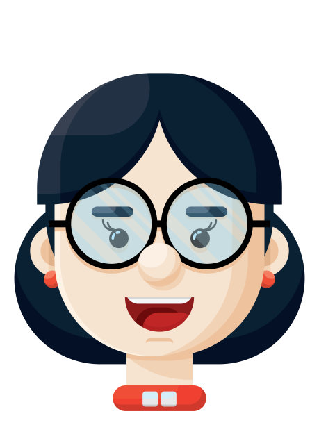 快乐的年轻女人戴眼镜平面矢量插图图标阿凡达图片下载