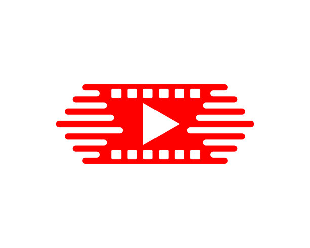 Reel电影媒体播放与红色条纹标志图片下载