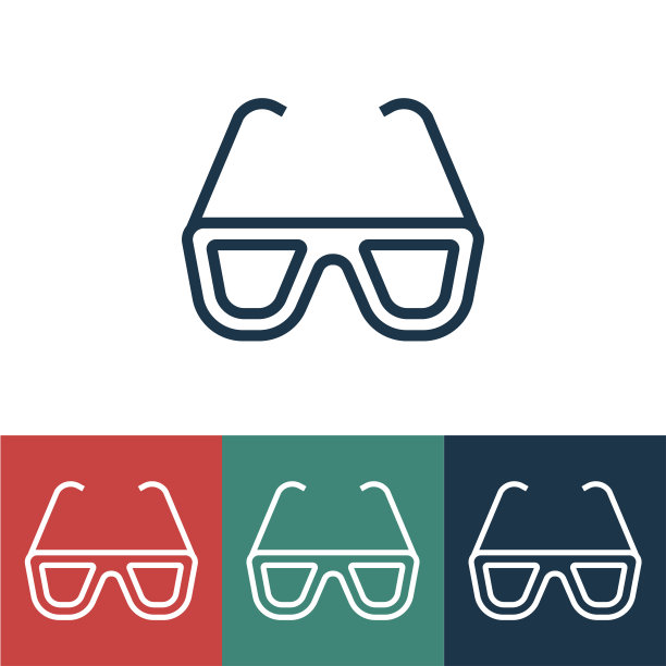 线性矢量图标与3d眼镜图片下载