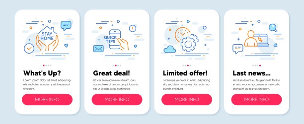 一组科学图标，如教育，时间管理，呆在家里的符号。在线教育线路图标。向量图片下载