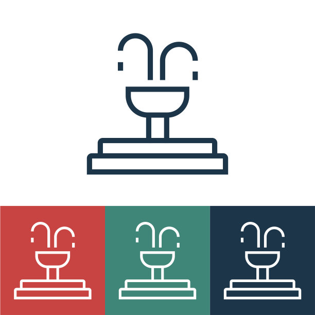 带有喷泉的线性矢量图标图片下载