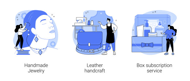 手工产品和购物服务抽象概念矢量插图。图片下载