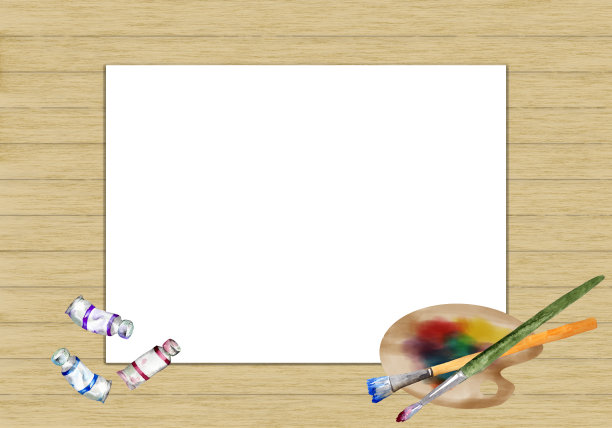 刷子和调色板与板图片下载