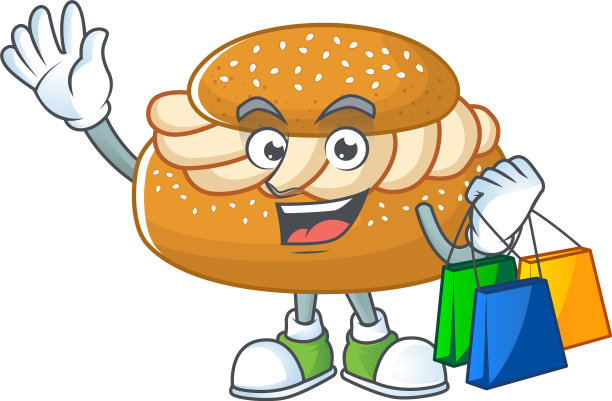 斯迈利富有semla吉祥物设计与购物袋图片下载