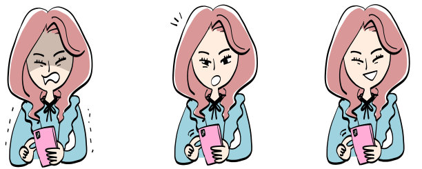 一个在操作智能手机时休克的女人。图片下载