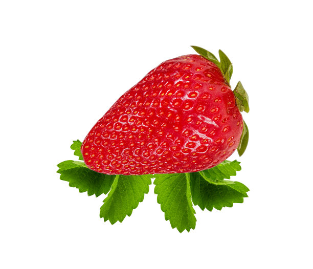 草莓与叶子孤立在白色背景与修剪路径图片下载