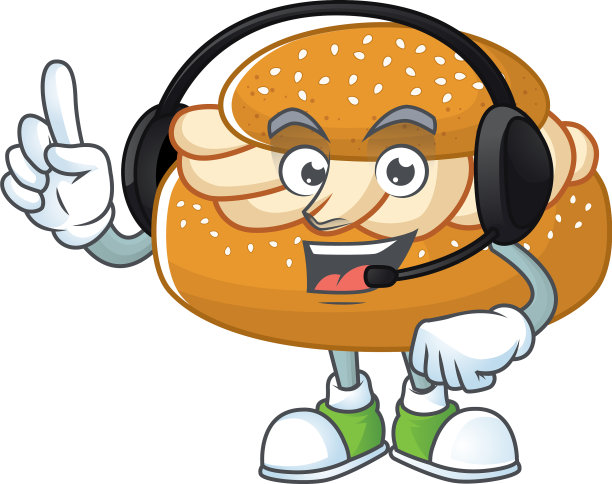 迷人的semla吉祥物概念戴耳机图片下载