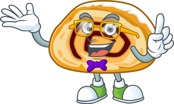 超级搞笑的瑞士卷在书呆子吉祥物设计风格图片下载
