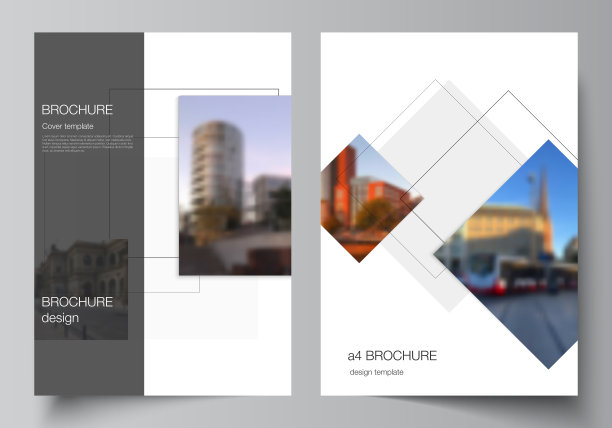 矢量布局的A4格式封面模型设计模板与几何简单形状，线条和照片的小册子，传单布局，小册子，封面设计，书籍，小册子封面。图片下载
