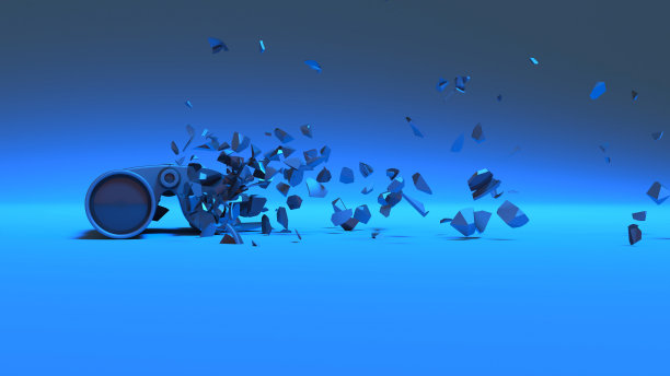 蓝色氖光望远镜分解成小碎片图片下载