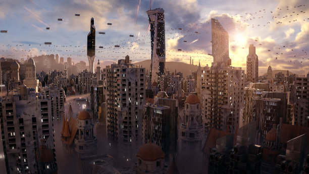 科幻首都城市-住宅区图片下载