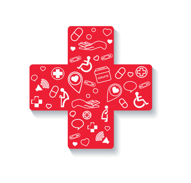 慈善捐赠在交叉医疗图标图片下载