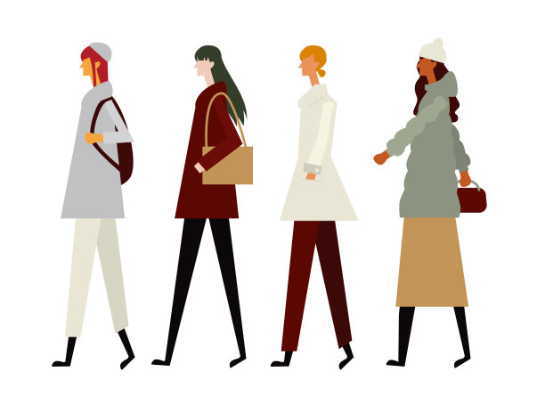 行人年轻女子冬季服装时尚图片下载