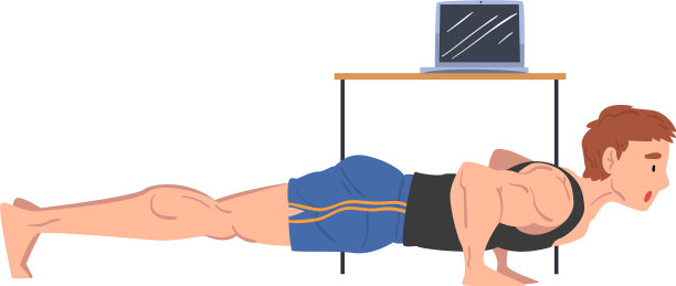 年轻人在家里做俯卧撑锻炼身体图片下载