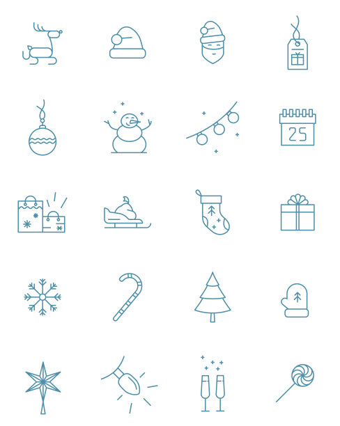 设置圣诞节完全可编辑的线性图片下载