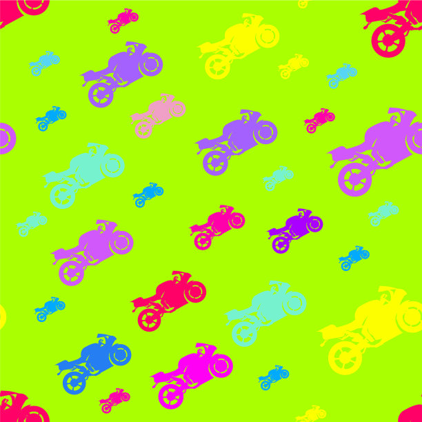无缝图案的运动摩托车在霓虹灯图片下载