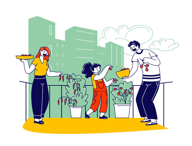 幸福家庭收获阳台花园母亲图片下载