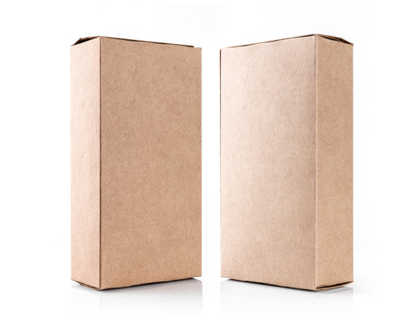 用再生纸制成的牛皮纸盒子，背景为白色图片下载