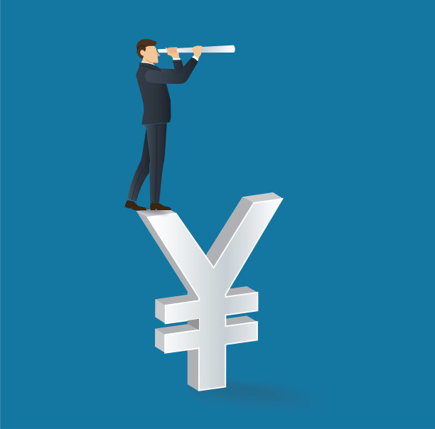 人站在日元上用望远镜看东西图片下载