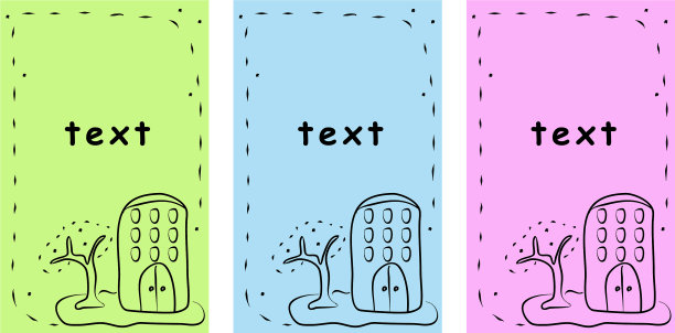 可爱的房子设置模板为设计平面颜色图片下载