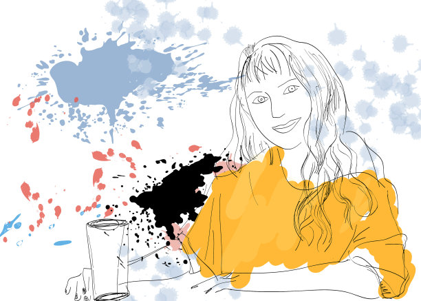 一个长发女孩微笑着准备喝酒图片下载