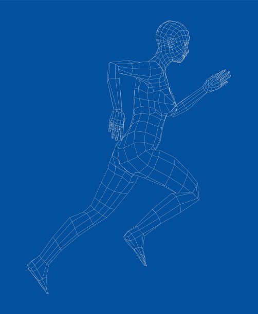 线框奔跑的女人矢量图图片下载