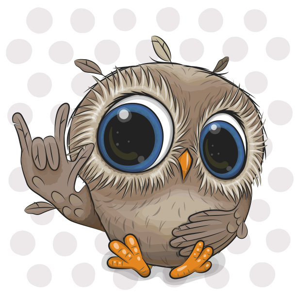 卡通猫头鹰孤立的点背景图片下载