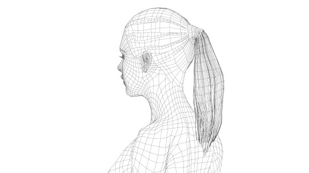 一个年轻美丽的女孩的线框肖像图片下载