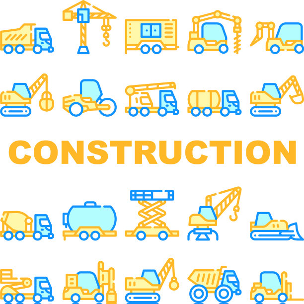 建筑车辆收集图标设置隔离图片下载