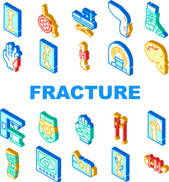 骨折事故收集图标集孤立图片下载
