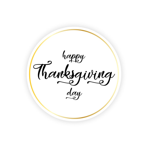 在圆横幅上写着感恩节快乐图片下载
