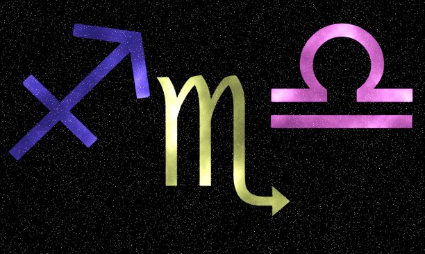 射手座，天蝎座和天秤座星座的空间背景图片下载